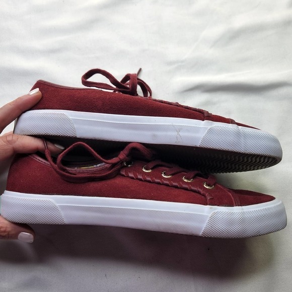 Jack Rogers Carter Burgundy Red Suede Sneakers Size 6 Like New - Picture 4 of 10
